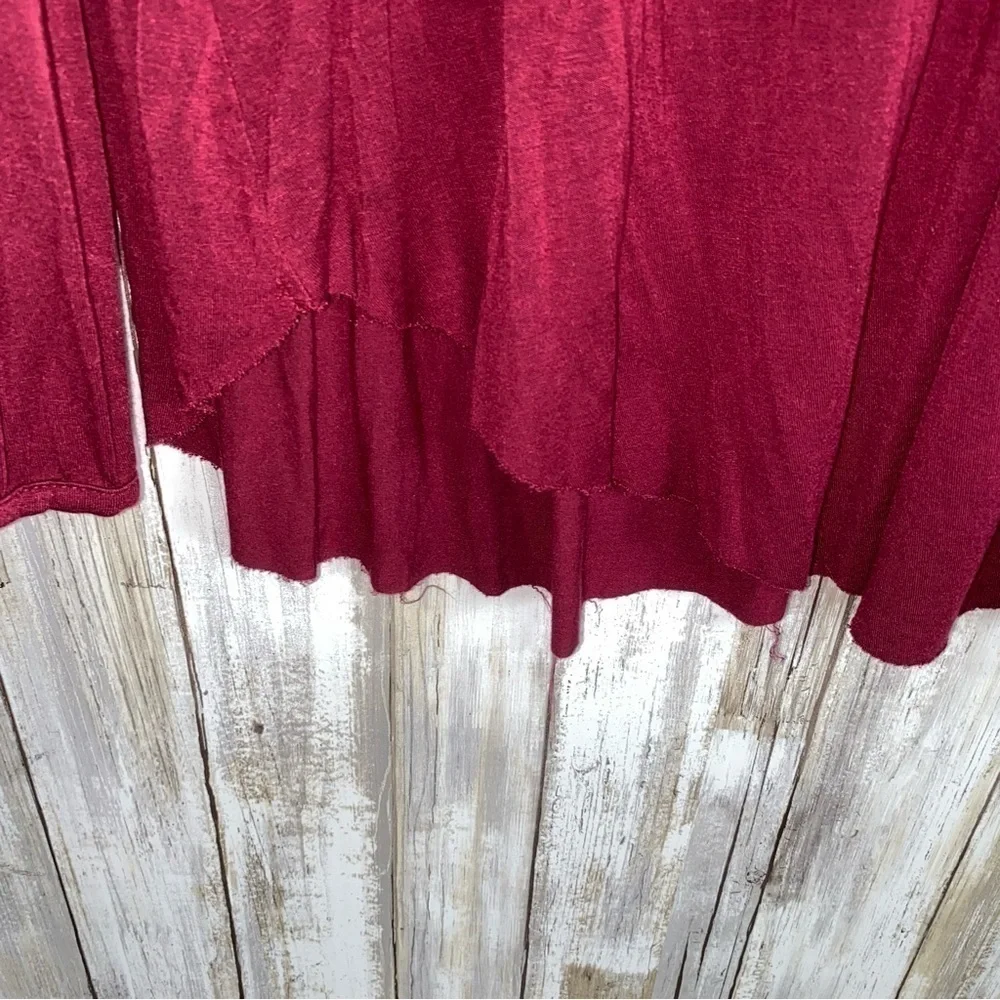 Maurices Red Lace Shoulder Raw Hem Blouse - Picture 3 of 6